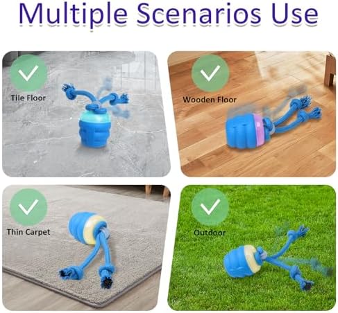 Giociv Interactive Dog Toys, Random Moving and Rolling Dogs Toy with Rope for Small Medium Dogs, with Motion-Activated