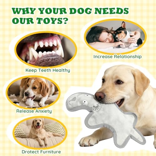 No Stuffing Dog Squeaky Toys, 1 PCS Tough Durable Plush Chew Toy for Boredom and Teething, Interactive Dog Toys for Small Medium Large Dogs to Keep Them Busy (Sheep)