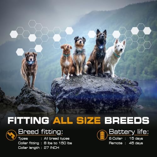INVIROX Ultra K9 Dog Training Collar with Remote for Large Breeds | Veteran-designed, for Reactive Stubborn or Hard-to-Train Dogs, ¾ Mile Range, Night-Light Mode, Safe Communication