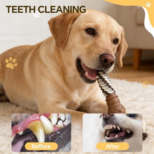 Dog Chew Toys for Aggressive Chewers – Puppies & Adults, Multiple Textures & Rope， ndestructible Tough Durable Interactive Dog Toys， Brown Snowman
