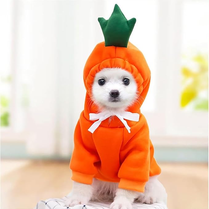 Dog Hoodie Warm Autumn Winter Pet Sweatshirt (Orange Carrot Hoodie,M) | Cute styling Pet Clothing Coat For 2-25 Lbs Small Medium Dog Cat French Bulldog Chihuahua Pug Boston Terrier Poodle Dachshund