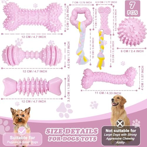 Puppy Toys - 7 Pack Puppies & Small Dogs Chew Toys for Teething,Relieves Teething Anxiety, Soft & Durable Interactive Toys, Not for Heavy Chewer
