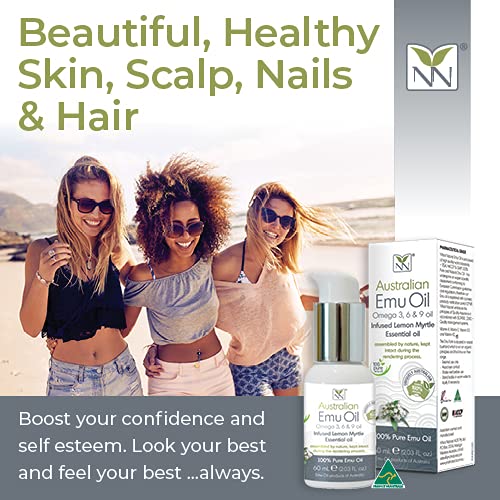 Y Not Natural Pure Emu Oil - Organic Moisture for Face, Body, Hair, Scalp & Nails - Rich in Omega 3-6-9, Vitamins & Essential Minerals - Australian Emu Oil (60ml) 2.03 fl oz - Lemon Myrtle