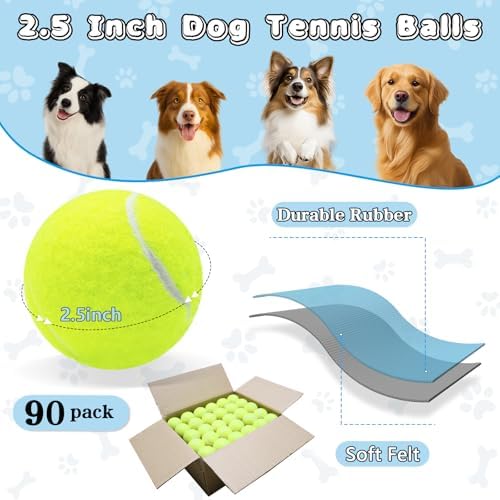Magicorange Tennis Balls for Dogs,Colorful Easy Catching Dog Balls,90 Pack