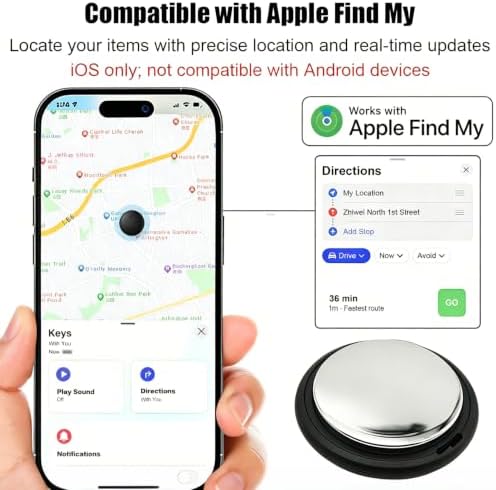 GPS Tracker for Vehicles No Subscription for iOS Only - 2 Pack | Undetectable Car Tracker, Precise Location Bluetooth Tag Compatible with Apple Find My for Key Luggage Kid Pet