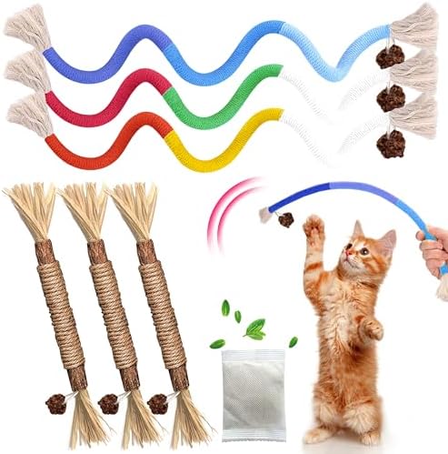 Silvervine Sticks Cat Chew Toys for Indoor Cats Dental Care Teeth Cleaning, Natural Kitten & Cat Teething Toys for Health, Catnip Toys Cat Chew Rope Suitable for All Breeds of Aggressive Chewers Cat