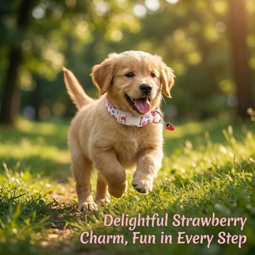 Small Dog Collar, Cute Dog Collar for Puppy, Extra Small & Small Dogs, Strawberry Blueberry Collar for Girl Female Dogs, XS