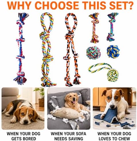 Aitmexcn Large Dog Toys for Aggressive Chewers, 8 Pack Dog Rope Toys