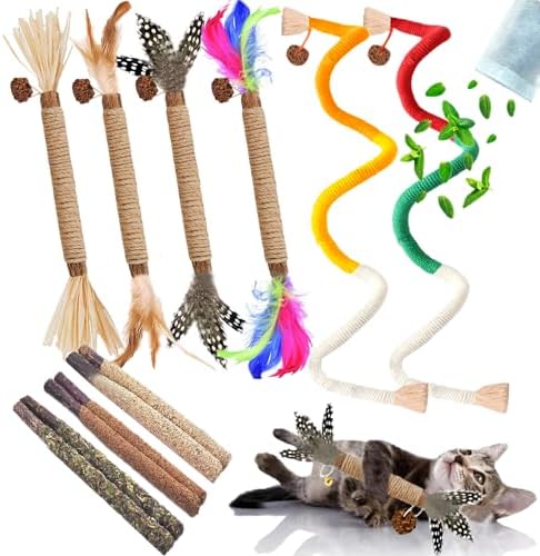 Cat Chew Toys Silvervine Sticks Dental Treat Feather 12Pack Indoor