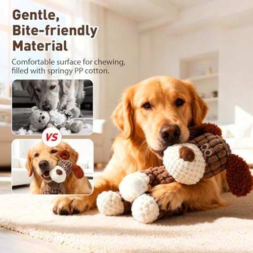 2026 New Dog Toys, Indestructible Plush Dog Toy for Aggressive Chewers, Interactive Squeaky Soft Puppy Chew Toy, Durable Teething Toys for Small Medium Large Dogs (Sky Blue)