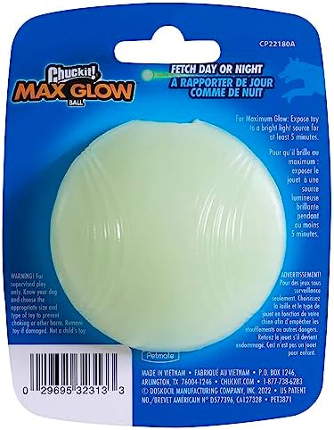Chuckit! Max Glow Bouncy Ball, Glowin the Dark, Medium 2.5in, 1 Pack