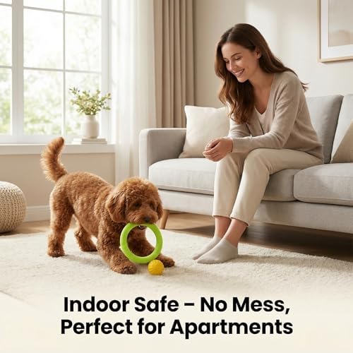 Small Dog Ball with Strap, Floating EVA Interactive Toy (Green, Small)