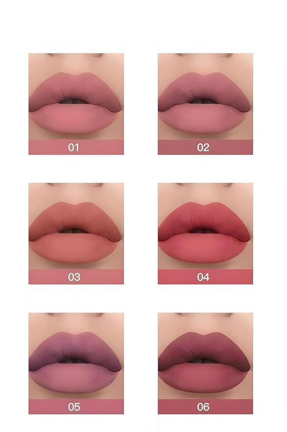 VeniCare 6Pcs Matte Liquid Lipstick Makeup Set, Matte liquid Long-Lasting Wear Non-Stick Cup Not Fade Waterproof Lip Gloss (Set B)