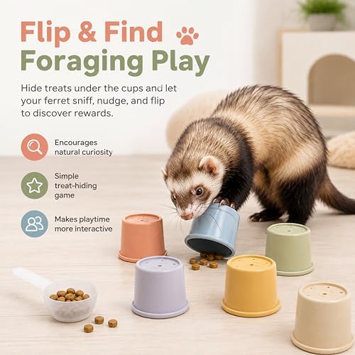 Ferret Enrichment Interactive Foraging Treat Cups, 8pcs Stacking Set