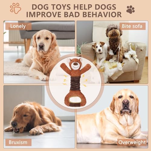 Letsmeet Squeaky Dog Toys - Plush Tug of War with Crinkle Paper, Interactive Pull Toy for Puppies to Large Dogs