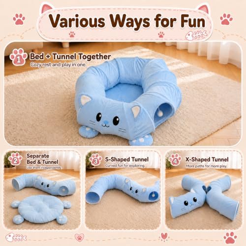 Cat Tunnel Bed with 21 Interactive Toys