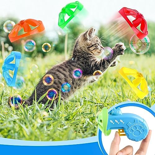 FOIMAS 17pcs Cat Fetch Toy,Cat Palying Tracking Interactive Toys with Flying Propellers for Cat Kitten Indoor and Outdoor Chasing Training Hunting Chasing Supply