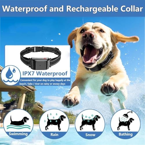 Wireless Dog Fence, Electric Dog Fence & Remote Training Collar, Vibration & Shock, IP65 Waterproof Collar for Large and Medium Dogs with 3 Training Modes, Dog Container Boundary System,for1dog