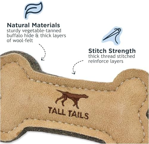 Tall Tails Dog Natural Leather Bone Fetch Toy for Dogs