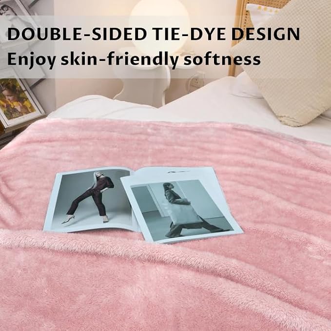 MUGD Pink Throw Blanket for Bed - Light Pink Fleece Blanket Soft Blankets for Women Girls Cute Home Decor