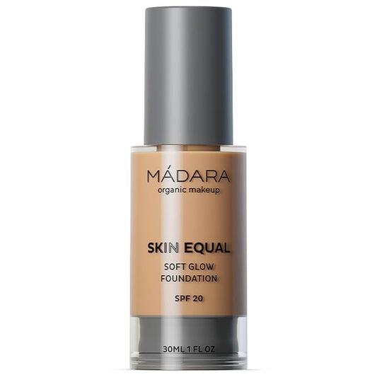 MADARA Liquid Foundation Face Makeup – Skin Equal Soft Glow Mineral Foundation SPF15 Sand 40-30 ml, with Hyaluronic Acid, Buildable Medium Coverage, Dewy Finish, Vegan, COSMOS natural certified