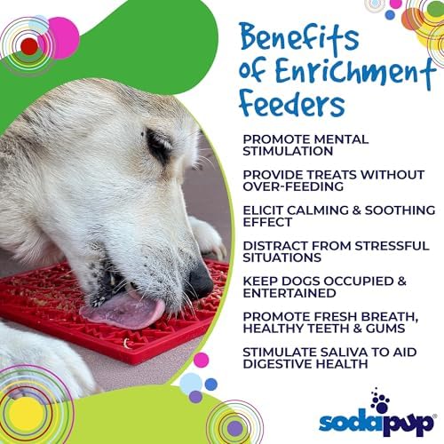 SodaPup Peace eMat – Durable Enrichment Feeder Made in USA from Non-Toxic, Pet-Safe, Food Safe Rubber for Mental Stimulation, Avoiding Overfeeding, Fresh Breath, Digestive Health, Calming, & More