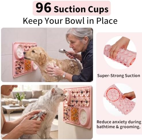 MewaJump Slow Feeder Bowl, 4 in 1 Silicone Lick Mat with Suction Cups for Dog Cat, Snuffle Mat for Pet Smell Training, Puzzle Toys Interactive Sniff Mat for Slow Eating