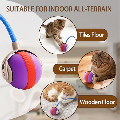 Interactive Cat Toy Ball Indoor Mouse Tail Ball for Cats (Purple)