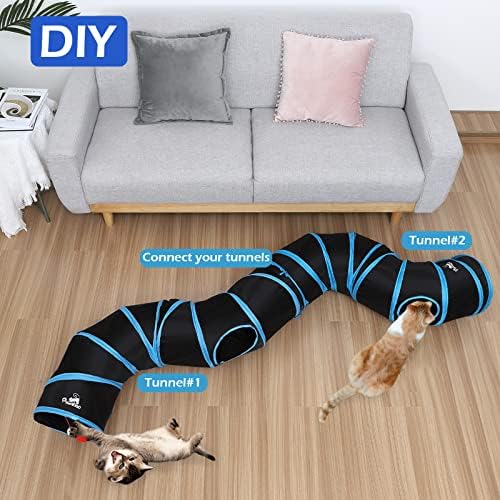 Pawaboo Cat Tunnel Tube S-Shaped, 25x97cm, Blue