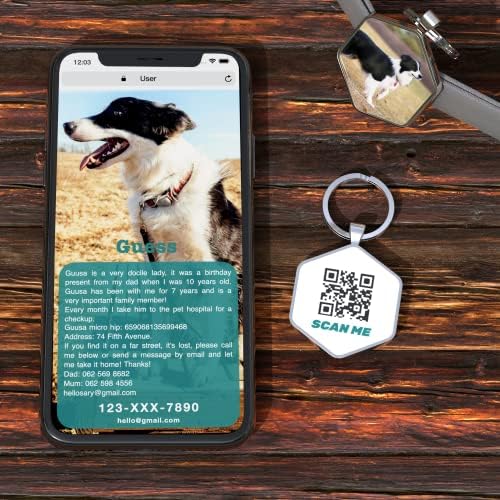 Dog Tags Personalized Pet ID Tags - QR Code Customize Dog Cat Tag - Pet Online Profile Display Pet Information