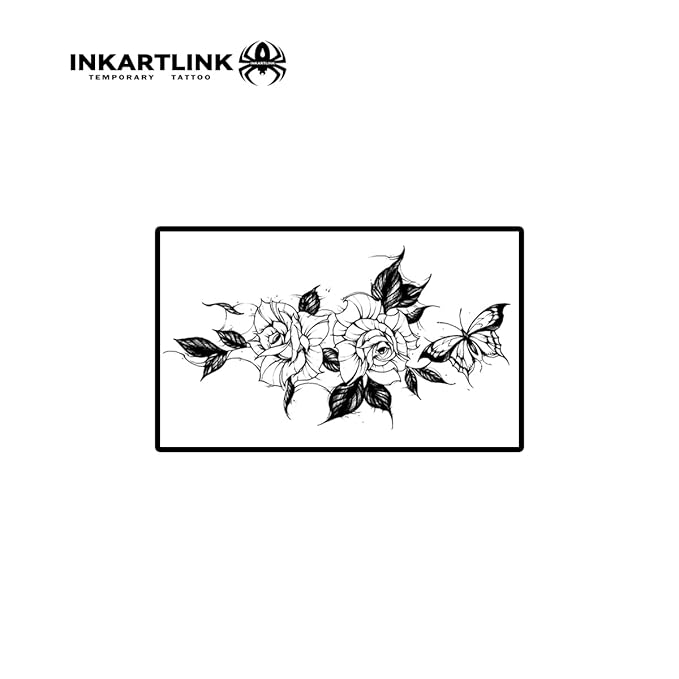 INKARTLINK Semi Permanent Tattoo, 15-day Temporary Tattoo, Flower Tattoo for Women, Waterproof and Anti-reflective, Exquisite Packaging, Unique Design (Flowers 6)