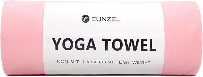 Eunzel Hot Yoga Towel Non Slip Yoga Mat Towel Non-Slip Sweat Absorbent Microfiber Towel for Hot Yoga, Pilates and Workout 72" x 26.5", Pink