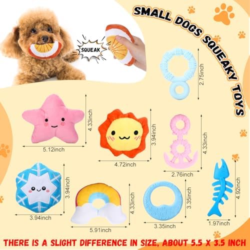 Hungdao 80 Pcs Puppy Toys Bulk, Squeaky Plush Chew Teething Small Dogs