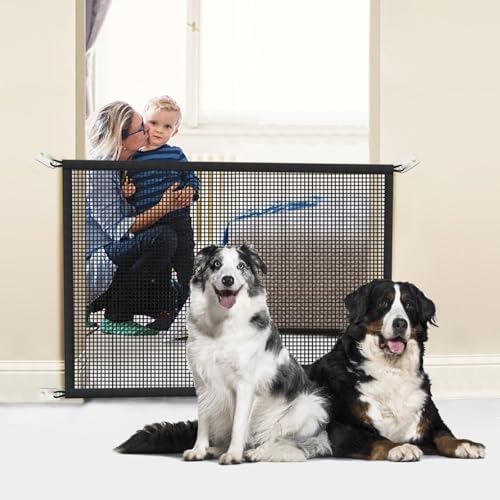 2-Pack Dog Gate for Stairs Pet Gates for The House: Dog Gate Indoor Dogs Screen Mesh Gate for Doorways Stairways 29 inches Tall, 30 inch Wide Fits 24–27'' Openi