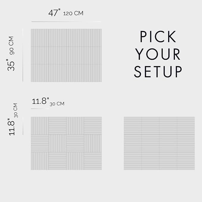Large Bulletin Board 48x36- Office Wall Organizer to Replace Your Old Cork Boards for Walls for Office Decor -12-Pack Felt Wall Panels to Use in Home Office Decor, Classroom Decor (Slat Blue)
