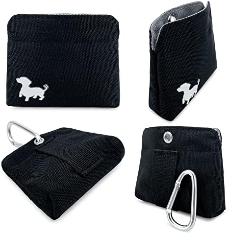 Extra Small Dog Treat Pouch – Slim Magnetic Pocket Dog Treat Bag for Walking & Training – Discreet Clip On Treat Pouch for Leash, Waistband or Pocket – Mess Free Storage (Black/Gray)