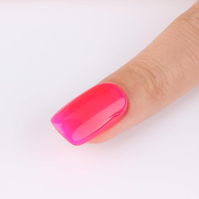 Jelly Hot Pink Gel Nail Polish,Sheer Translucent Clear Neon Hot Pink Gel Polish for Manicure Salon or DIY Nail Art at Home,0.51 Oz - GP0011