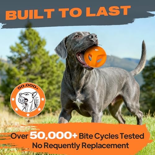 Fida Natural Rubber Dog Balls for Aggressive Chewers, Durable Dog Chew Toys for Large Dogs, Interactive Fetch & Tug of War Toys for Medium Large Breed Non-Toxic Dish Washable,4.5 * 4.5"