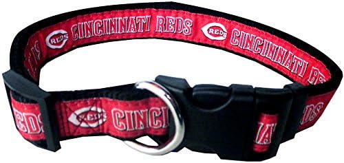 MLB Cincinnati Reds Licensed PET COLLAR- Heavy-Duty, Strong, and Durable Dog Collar. Available in 29 Baseball Teams and 4 Sizes