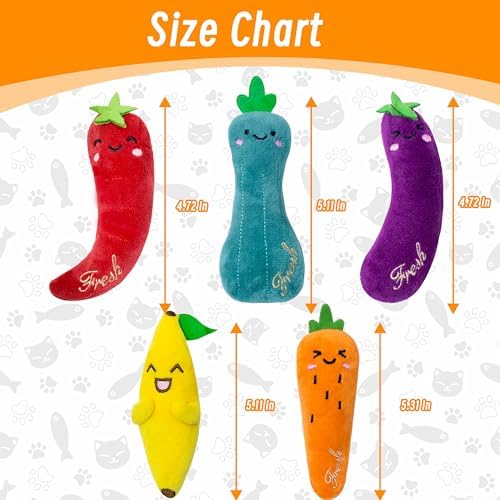 Seyezo Catnip Toys for Indoor Cats, Cat Toys for Cats, Vegetable, 5 Pack