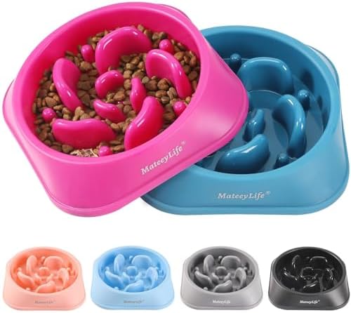MateeyLife 2-Pack Slow Feeder Dog Bowls, 2 Cups, Dog Puzzle Feeder Bowl