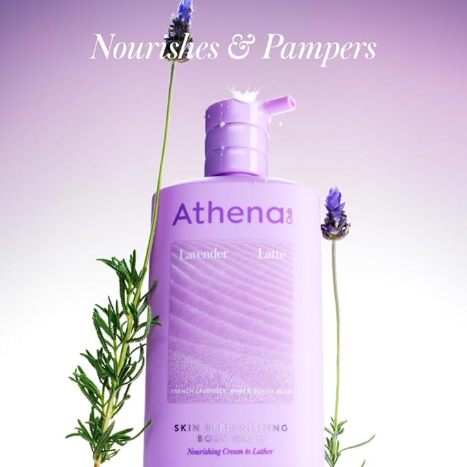 Athena Club Skin Replenishing Body Wash for Women, Sulfate Free Nourishing Cleanser with Niacinamide, Gently Cleanses Without Stripping, Lavender Latte Scent, 18 fl oz