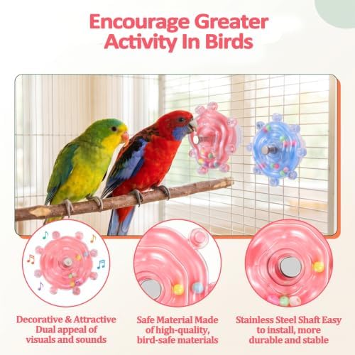2 Pcs Bird Toys for Parakeets Budgie Toys Parrot Wheel Toy