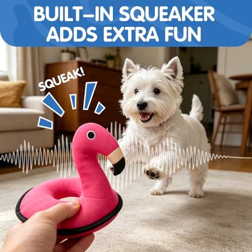 Floating Flamingo Squeaky Water Pool Toy for Small & Medium Dogs