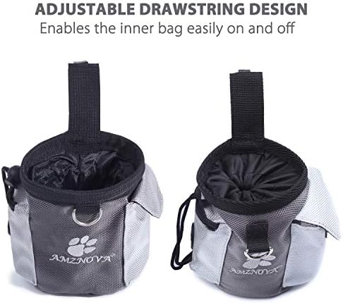 AMZNOVA Dog Treat Pouch Treatnow Dog Treat Bag, 3 Cups, Grey