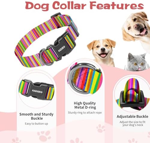 Puppy Dog Collar & Hands-Free Dog Leash Adjustable Length 5-8 Ft Adjustable Nylon Collar with Quick-Release Buckle