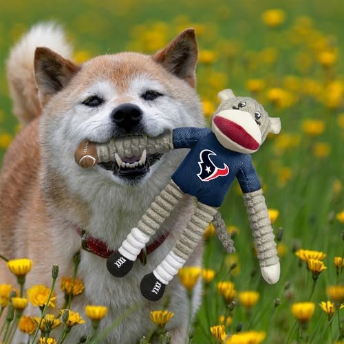 Littlearth NFL Houston Texans Team Sock Monkey Pet Toy - Officially Licensed Teams