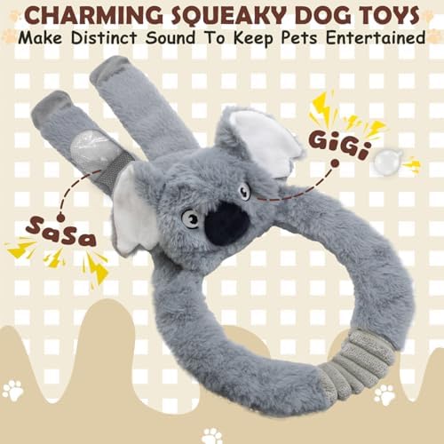 No Stuffing 2-Pack Dog Toys, Squeaky Plush with Crinkle Toy for Medium Pets