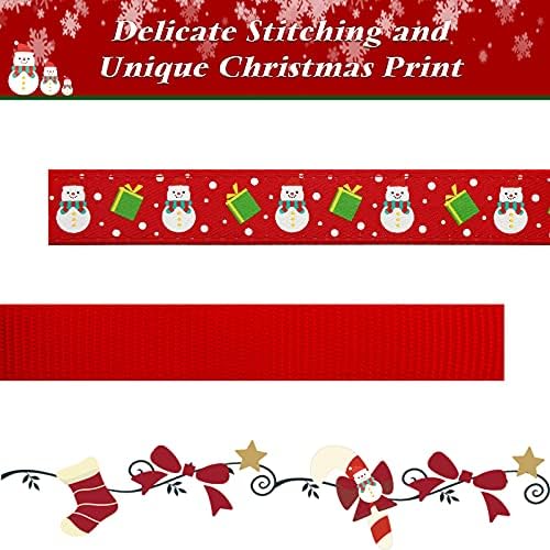 azuza Christmas Dog Collar, Adjustable Holiday Pet Collar with Antler Bowtie and Snowman Accessories for Small Dogs