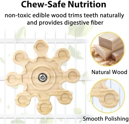 Rotating Chinchilla Chew Toys for Teeth, Kiln-Dried Wood Enrichment